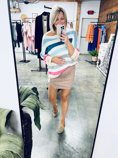 Classic Cable-Knit Sweater Mini Skirt