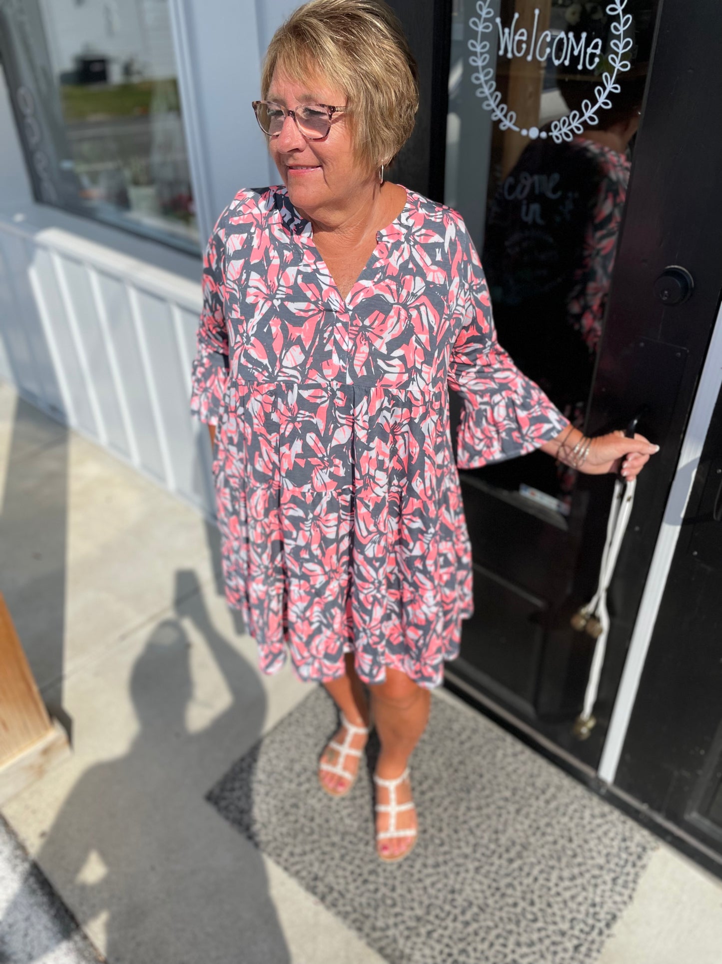 Floral Notched Mini Dress