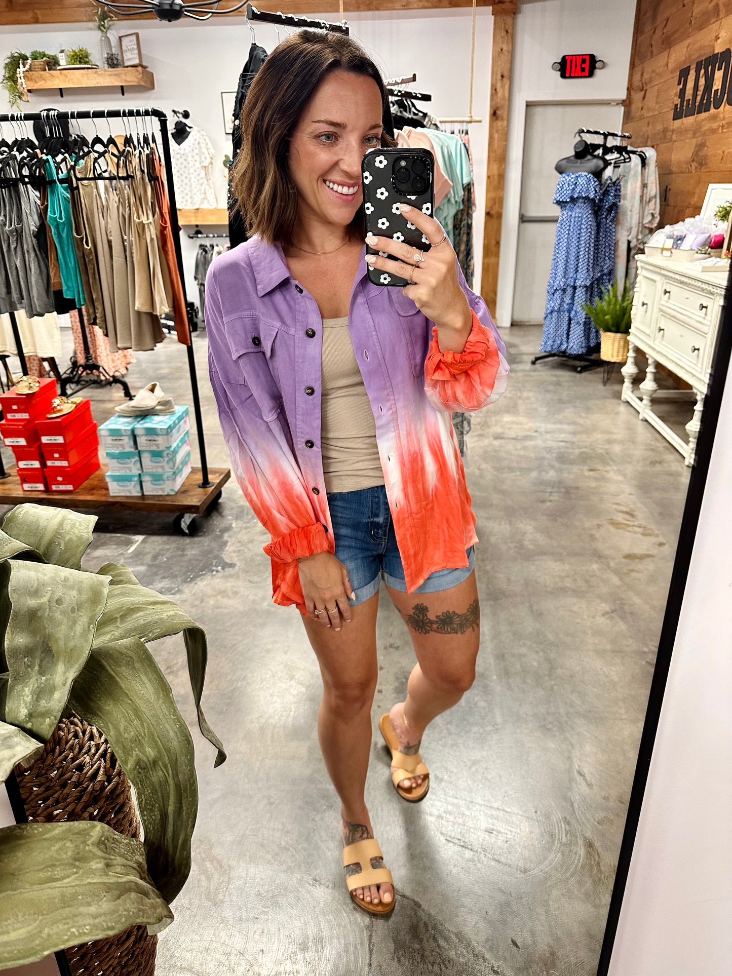 Just Relax Tie-Dye Button Down Top