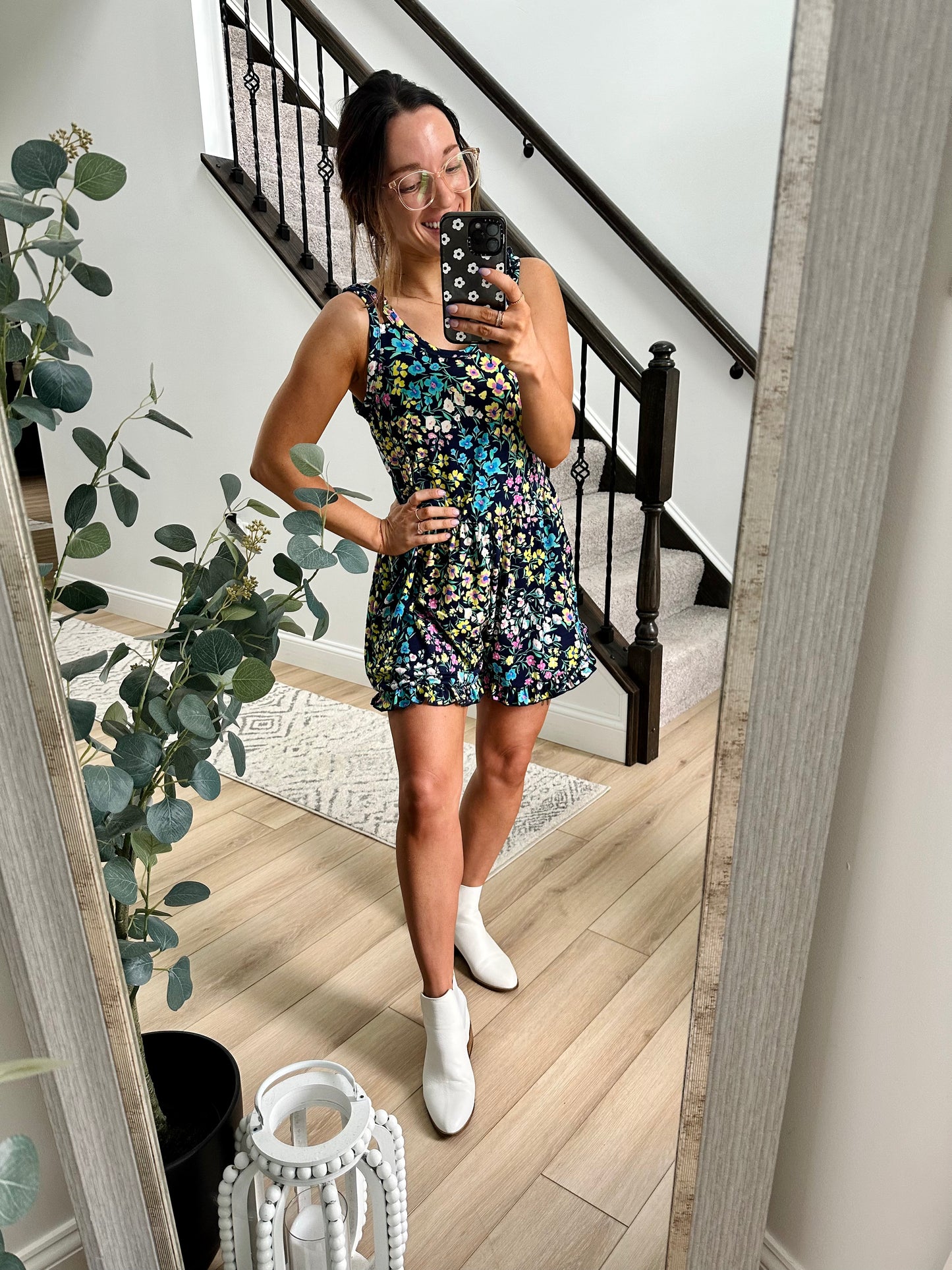 You Grow Girl Floral Sleeveless Romper