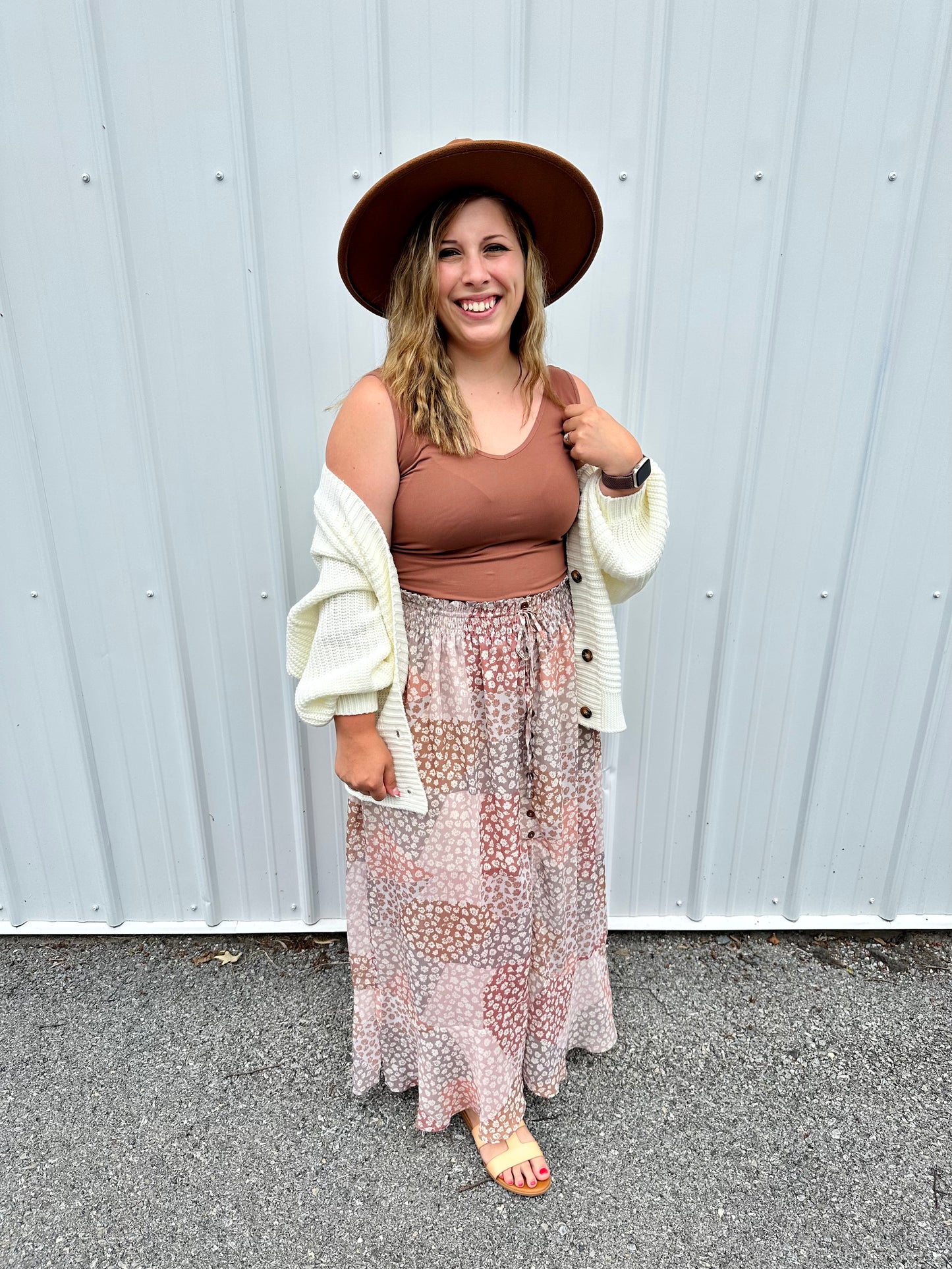 Timeless Floral Buttoned Skirt