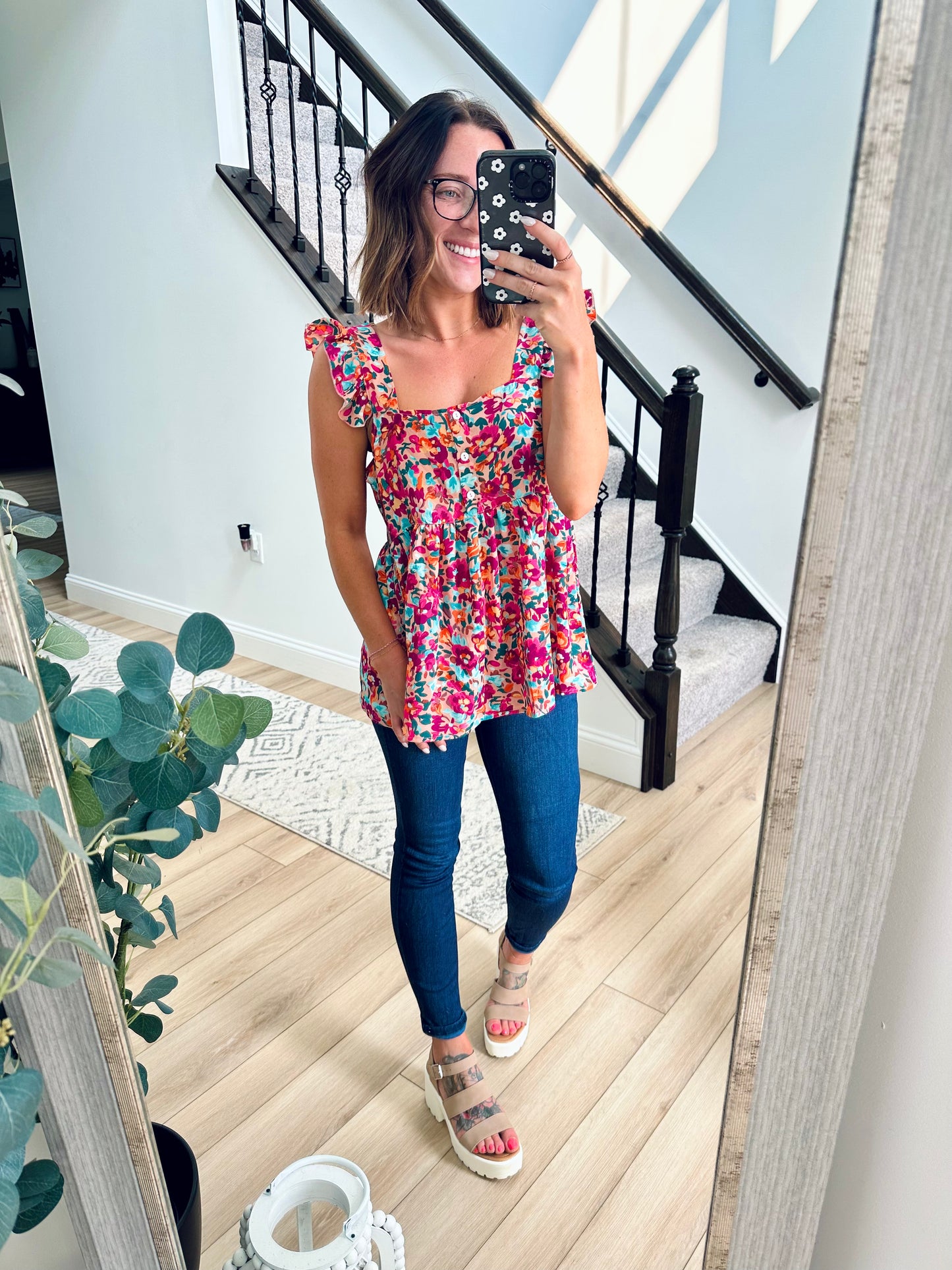 Floral Buttoned Tank