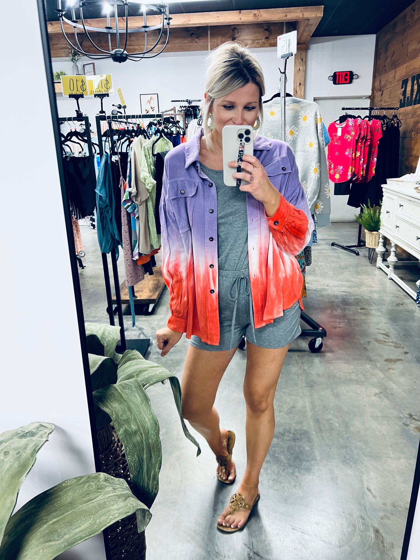 Just Relax Tie-Dye Button Down Top