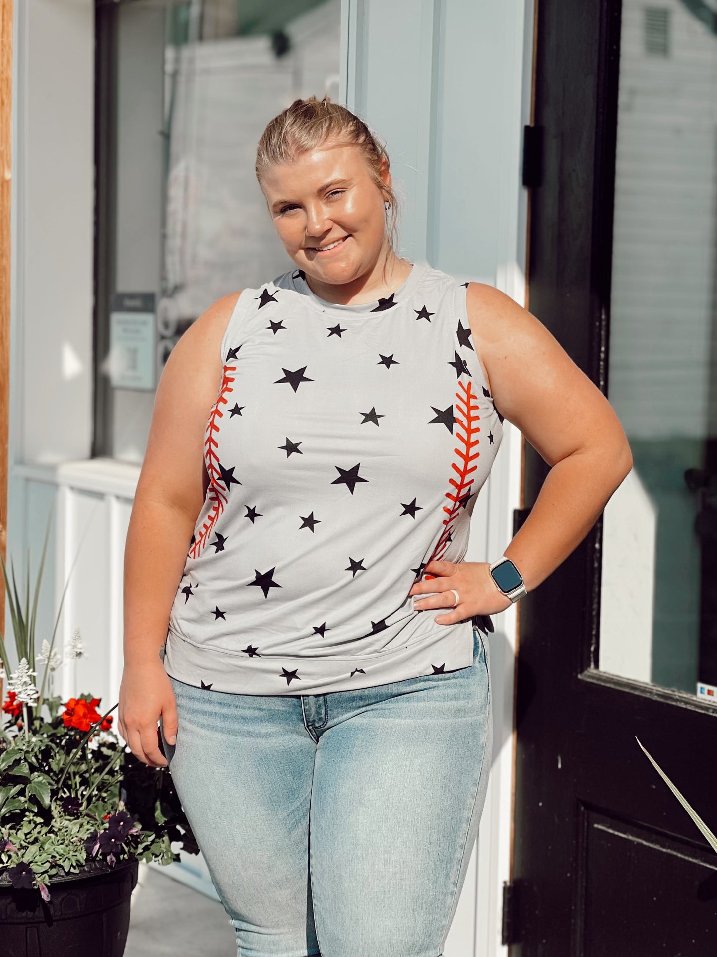 Baseball Star Print Tank