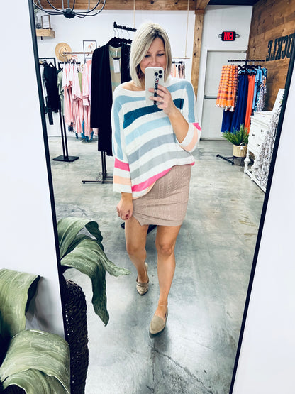 Classic Cable-Knit Sweater Mini Skirt