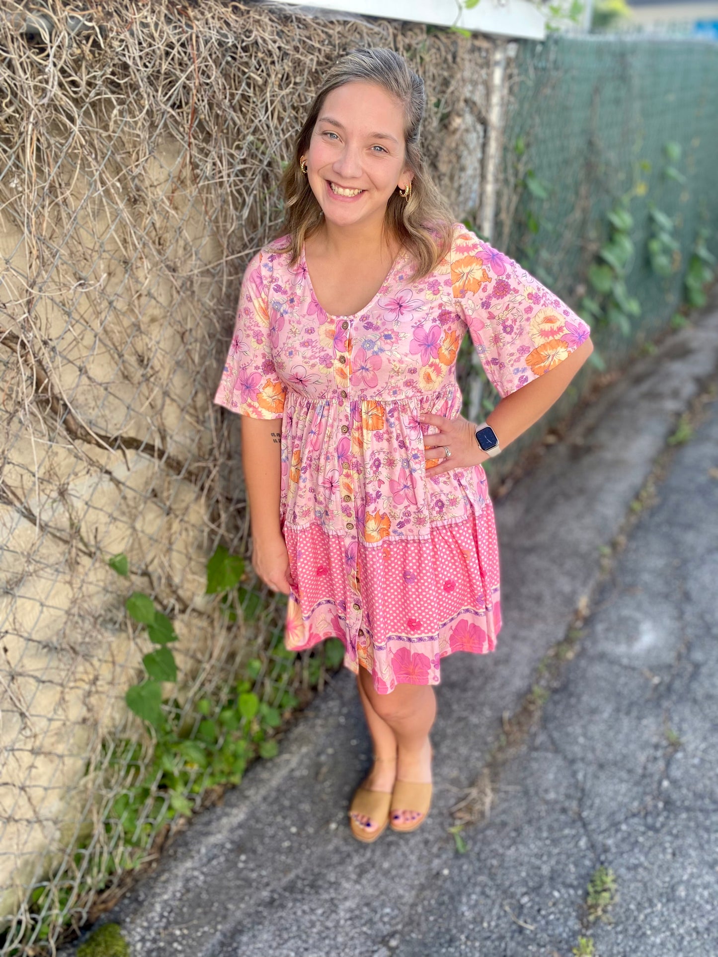 Floral Polka Dot Mini Dress