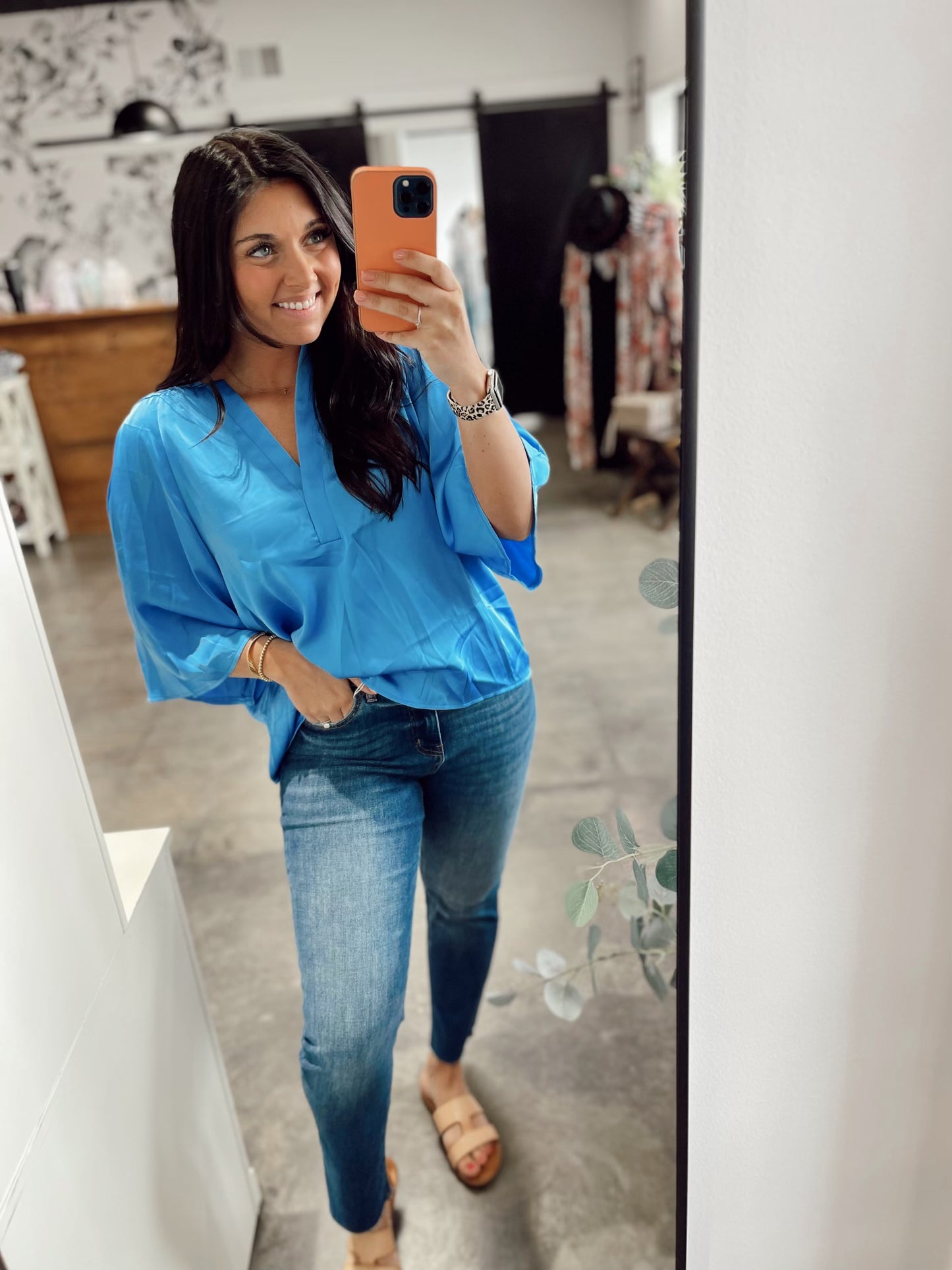 Flare V-Neck Blouse