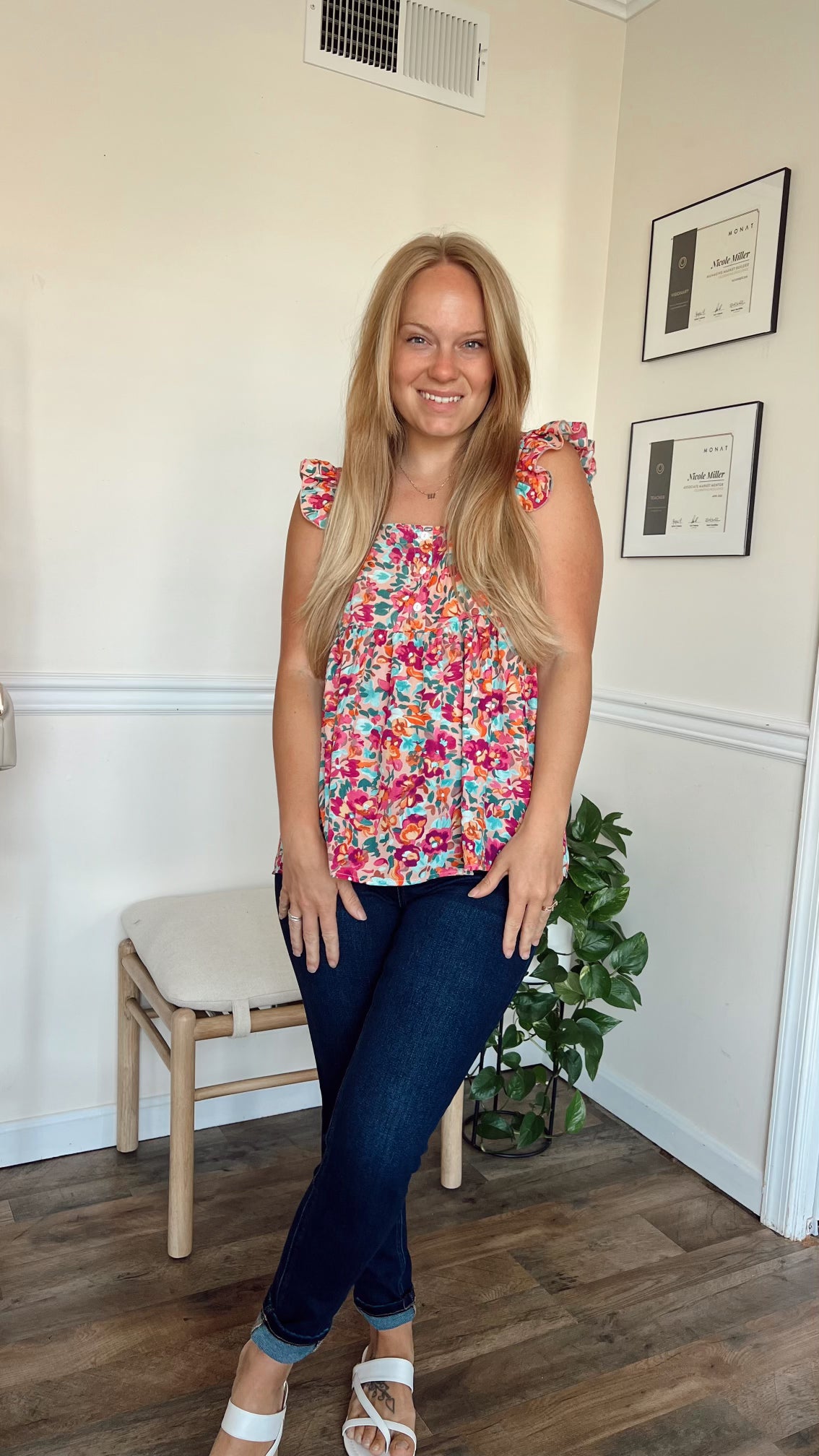 Floral Buttoned Tank