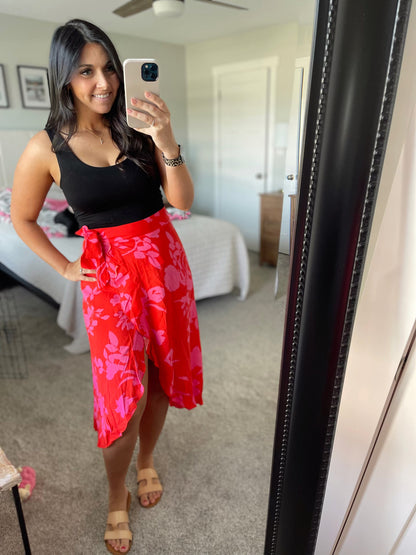 Floral Tied Ruffled Skirt