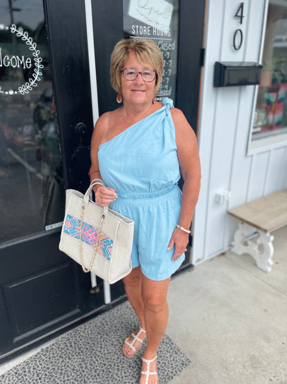 One-Shoulder Crop Top and Shorts Set