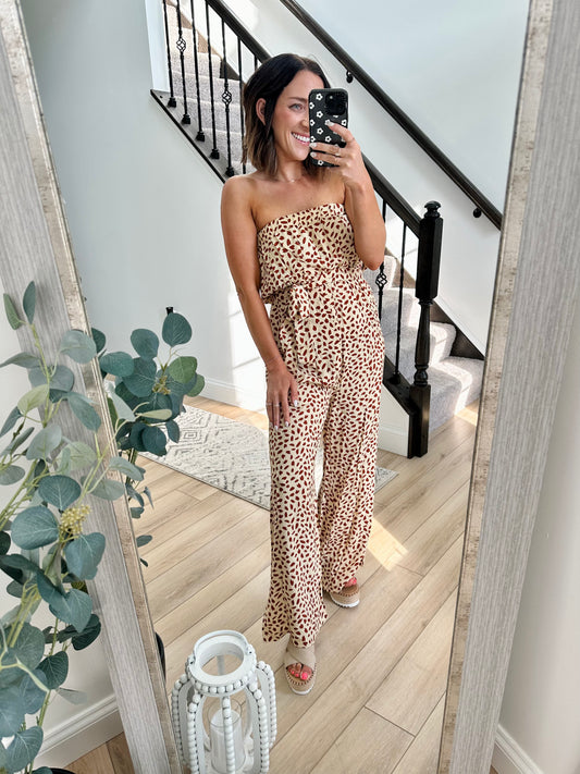 Printed Strapless Jumpsuit