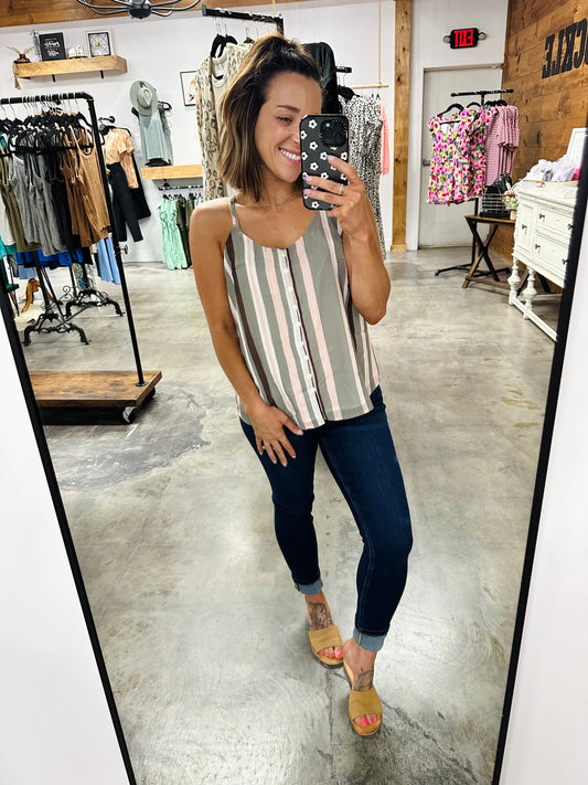 Striped Buttoned Cami