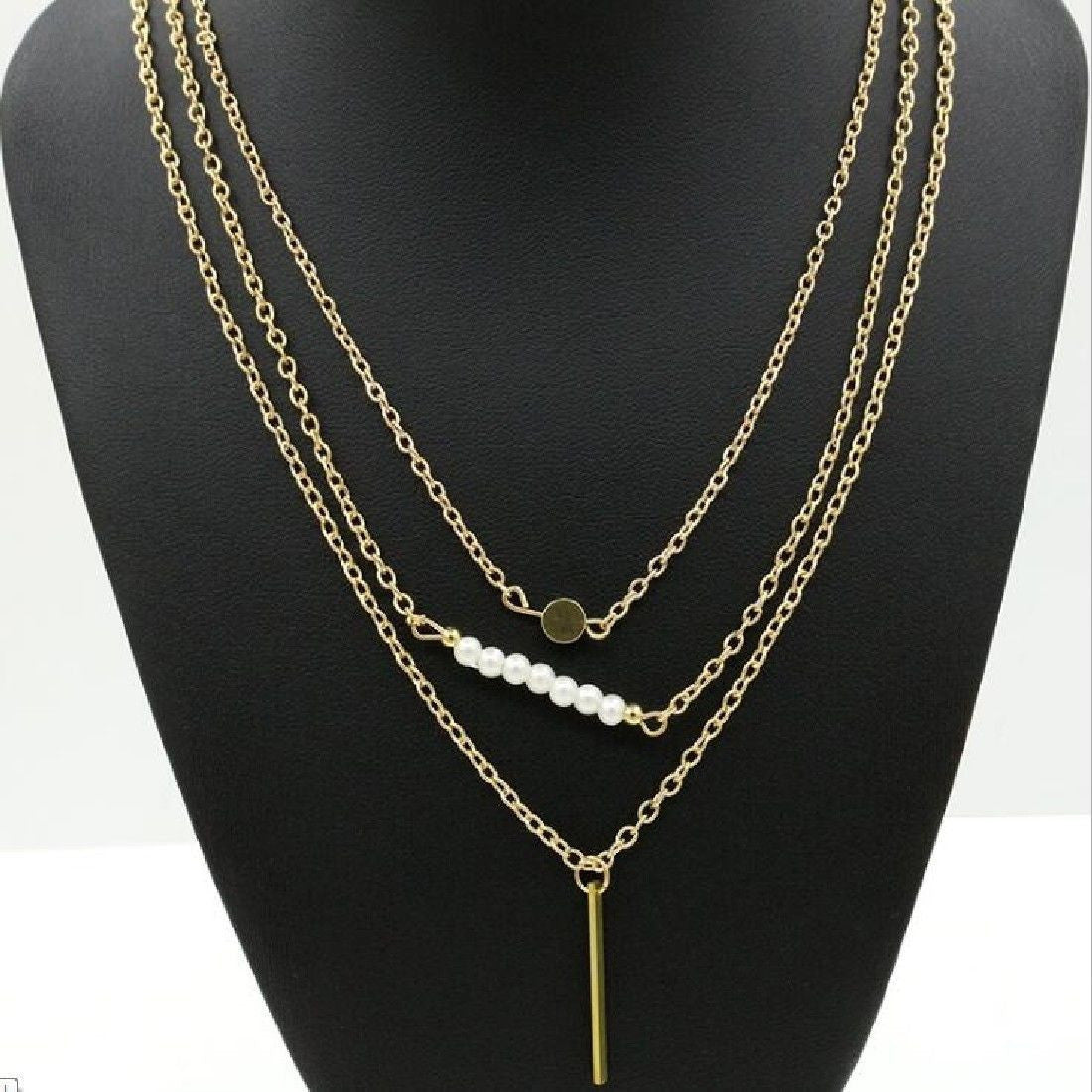 Aimee Pearl + Gold Layered Necklace