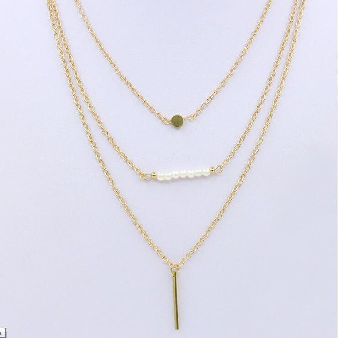 Aimee Pearl + Gold Layered Necklace