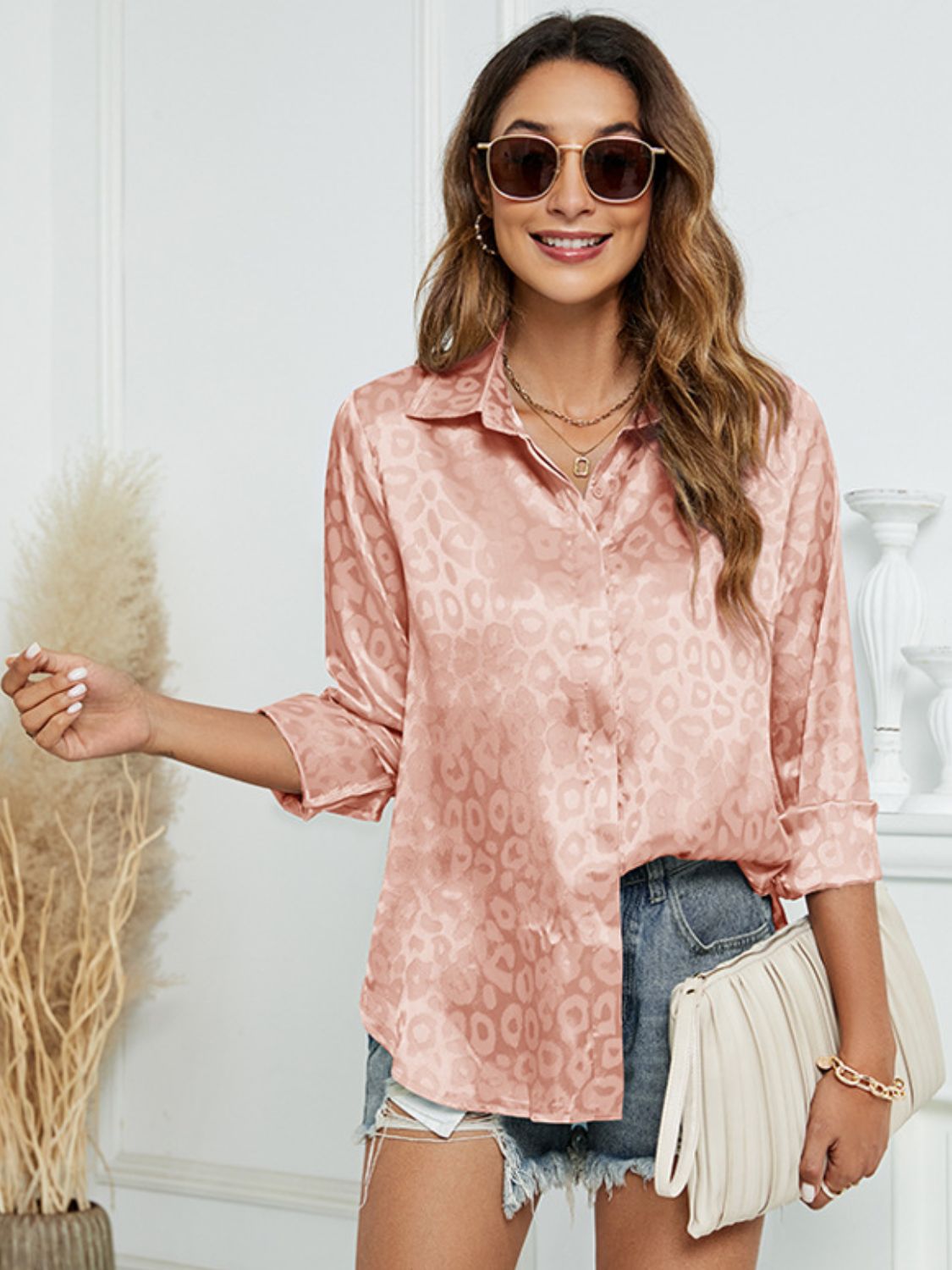 Stylish Leopard Collared Shirt