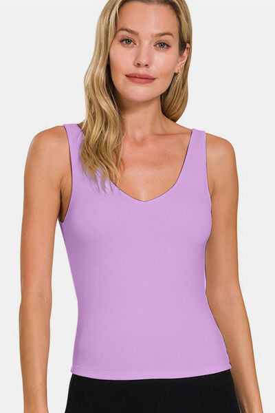 Zenana V-Neck Double Layer Tank