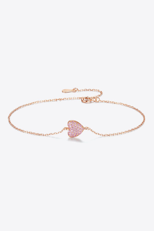 Zircon Heart 925 Sterling Silver Bracelet