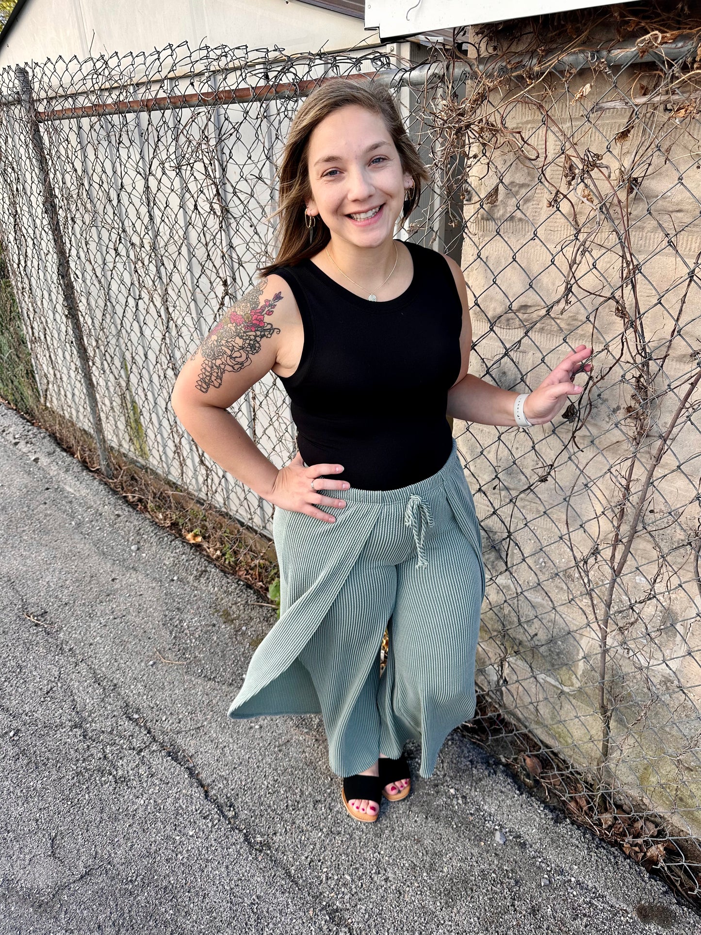 Confidently Chic Wide Leg Pants in Sage