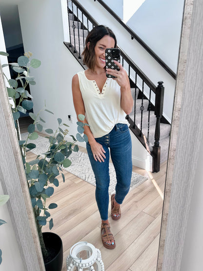 Grommet Notched Neck Tank