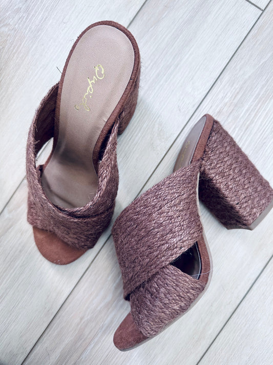 Jute Block Heel Slide