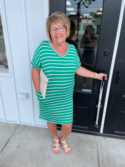 Springtime Sunshine Striped T-Shirt Dress