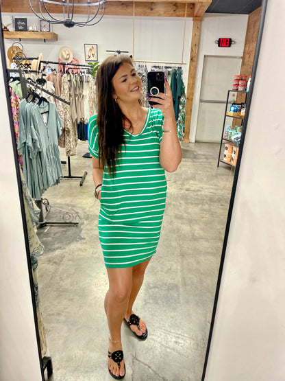 Springtime Sunshine Striped T-Shirt Dress