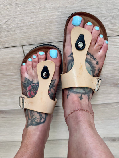 MMShoes Drift Away T-Strap Flip-Flop in Sand