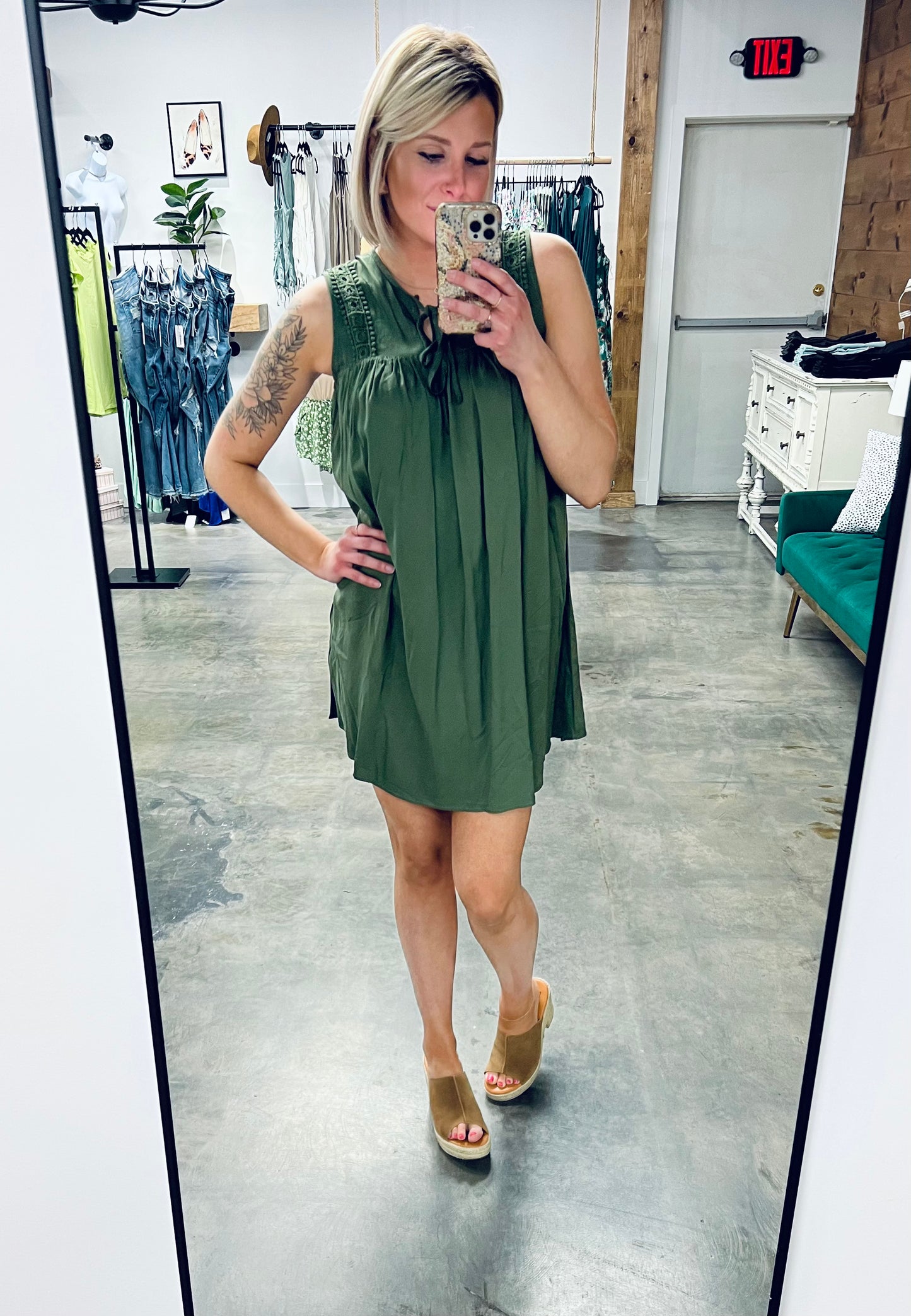 Tied Crochet Detail Cutout Dress