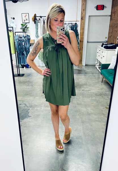 Tied Crochet Detail Cutout Dress